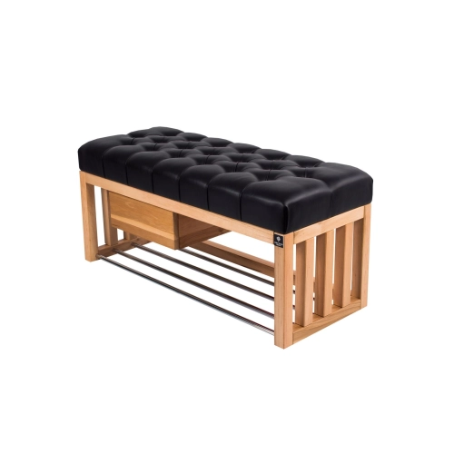 Ławka Szafka Pufa Pikowane Siedzisko Ekoskóra Czarny LPP-61 Rozmiary od 50 cm do 200 cm