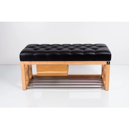 Ławka Szafka Pufa Pikowane Siedzisko Ekoskóra Czarny LPP-62 Rozmiary od 50 cm do 200 cm