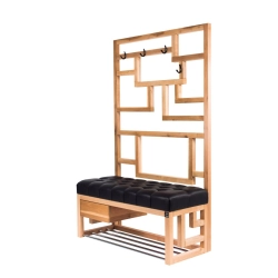 Ławka Szafka Pufa Pikowane Siedzisko Ekoskóra Czarny Wieszak LPP-66 Rozmiary od 50 cm do 200 cm