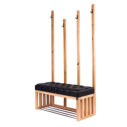 Ławka Szafka Pufa Pikowane Siedzisko Ekoskóra Czarny Wieszak LPP-67 Rozmiary od 50 cm do 200 cm