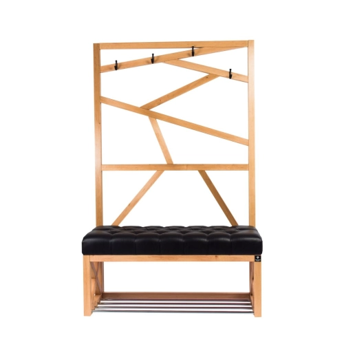 Ławka Szafka Pufa Pikowane Siedzisko Ekoskóra Czarny Wieszak LPP-68 Rozmiary od 50 cm do 200 cm