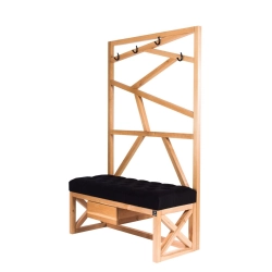 Ławka Szafka Pufa Pikowane Siedzisko Czarny Wieszak LPP-69 Rozmiary od 50 cm do 200 cm