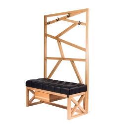 Ławka Szafka Pufa Pikowane Siedzisko Ekoskóra Czarny Wieszak LPP-69 Rozmiary od 50 cm do 200 cm