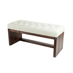 Ławeczka Pufa Pikowana Ekoskóra Ecru Guzik Kryształ LPP-7 Rozmiary od 50 cm do 200 cm
