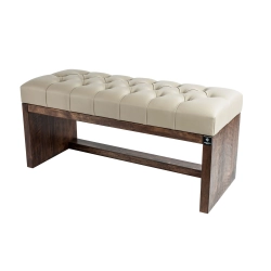 Ławeczka Pufa Pikowana Ekoskóra Beż Guzik Kryształ LPP-7 Rozmiary od 50 cm do 200 cm