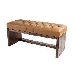 Ławeczka Pufa Pikowana Ekoskóra Cappucino Guzik Kryształ LPP-7 Rozmiary od 50 cm do 200 cm