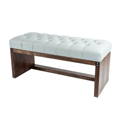 Ławeczka Pufa Pikowana Ekoskóra Popiel Guzik Kryształ LPP-7 Rozmiary od 50 cm do 200 cm
