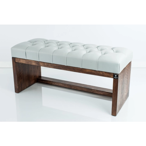 Ławeczka Pufa Pikowana Ekoskóra Popiel Guzik Kryształ LPP-7 Rozmiary od 50 cm do 200 cm