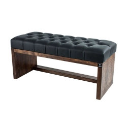 Ławeczka Pufa Pikowana Ekoskóra Czarny Guzik Kryształ LPP-7 Rozmiary od 50 cm do 200 cm