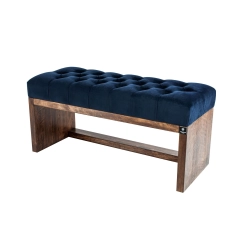 Ławeczka Pufa Pikowana Granatowy Guzik Kryształ LPP-7 Rozmiary od 50 cm do 200 cm