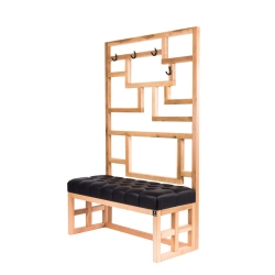 Ławka Szafka Pufa Pikowane Siedzisko Ekoskóra Czarny Wieszak LPP-70 Rozmiary od 50 cm do 200 cm