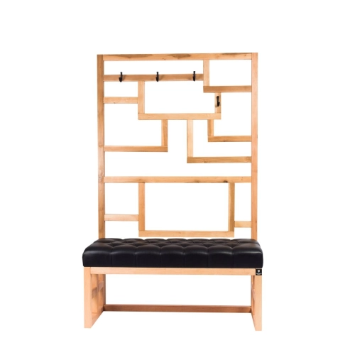 Ławka Szafka Pufa Pikowane Siedzisko Ekoskóra Czarny Wieszak LPP-70 Rozmiary od 50 cm do 200 cm