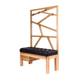 Ławka Szafka Pufa Pikowane Siedzisko Ekoskóra Czarny Wieszak LPP-72 Rozmiary od 50 cm do 200 cm