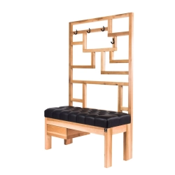 Ławka Szafka Pufa Pikowane Siedzisko Ekoskóra Czarny Wieszak LPP-73 Rozmiary od 50 cm do 200 cm