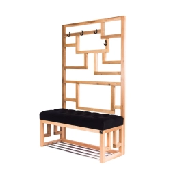 Ławka Szafka Pufa Pikowane Siedzisko Czarny Wieszak LPP-74 Rozmiary od 50 cm do 200 cm