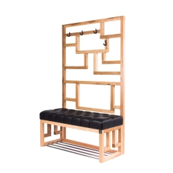 Ławka Szafka Pufa Pikowane Siedzisko Ekoskóra Czarny Wieszak LPP-74 Rozmiary od 50 cm do 200 cm