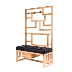 Ławka Szafka Pufa Pikowane Siedzisko Ekoskóra Czarny Wieszak LPP-75 Rozmiary od 50 cm do 200 cm