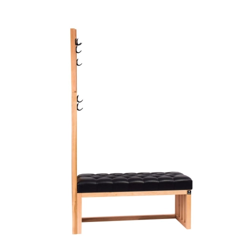 Ławka Szafka Pufa Pikowane Siedzisko Ekoskóra Czarny Wieszak LPP-76 Rozmiary od 50 cm do 200 cm
