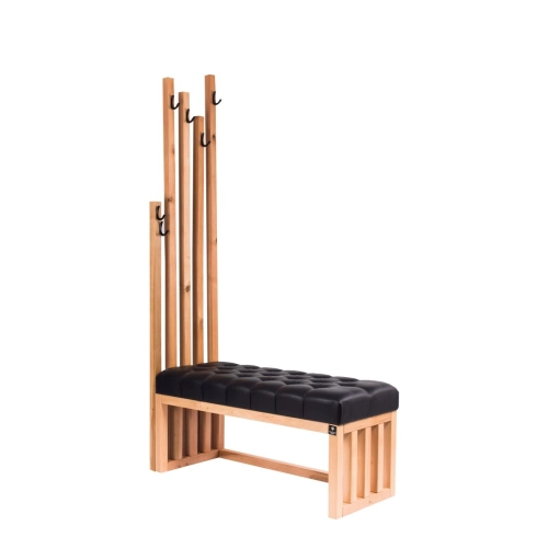 Ławka Szafka Pufa Pikowane Siedzisko Ekoskóra Czarny Wieszak LPP-76 Rozmiary od 50 cm do 200 cm