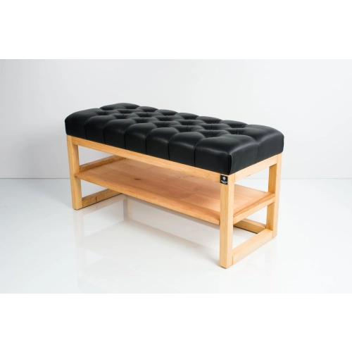 Ławka Szafka Pufa Pikowane Siedzisko Ekoskóra Czarny LPP-77 Rozmiary od 50 cm do 200 cm