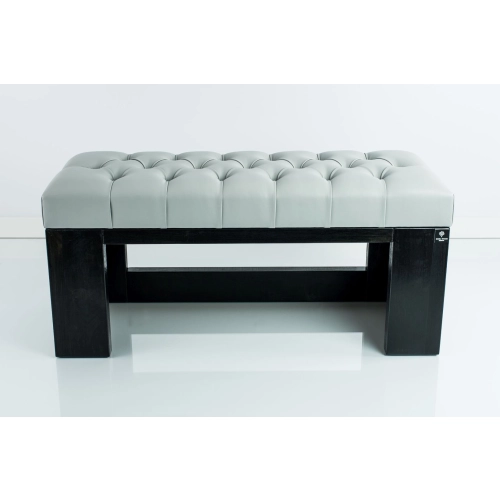 Ławeczka Pufa Pikowana Ekoskóra Popiel Guzik Kryształ LPP-8 Rozmiary od 50 cm do 200 cm