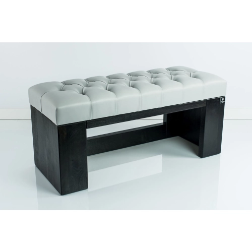 Ławeczka Pufa Pikowana Ekoskóra Popiel Guzik Kryształ LPP-8 Rozmiary od 50 cm do 200 cm