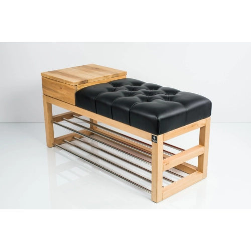 Ławka Szafka Pufa Pikowane Siedzisko Ekoskóra Czarny LPP-83 Rozmiary od 50 cm do 200 cm