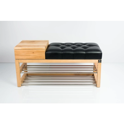 Ławka Szafka Pufa Pikowane Siedzisko Ekoskóra Czarny LPP-83 Rozmiary od 50 cm do 200 cm