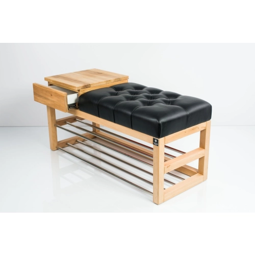 Ławka Szafka Pufa Pikowane Siedzisko Ekoskóra Czarny LPP-83 Rozmiary od 50 cm do 200 cm