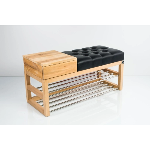 Ławka Szafka Pufa Pikowane Siedzisko Ekoskóra Czarny LPP-83 Rozmiary od 50 cm do 200 cm