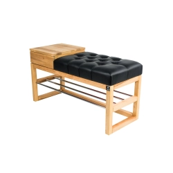 Ławka Szafka Pufa Pikowane Siedzisko Ekoskóra Czarny LPP-84 Rozmiary od 50 cm do 200 cm