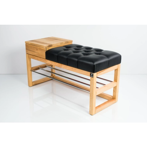 Ławka Szafka Pufa Pikowane Siedzisko Ekoskóra Czarny LPP-84 Rozmiary od 50 cm do 200 cm