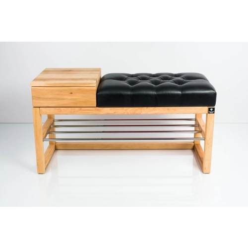 Ławka Szafka Pufa Pikowane Siedzisko Ekoskóra Czarny LPP-84 Rozmiary od 50 cm do 200 cm