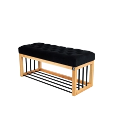 Ławka Pufa Pikowana Czarny Guzik Tapicerowany LPP-86 Rozmiary od 50 cm do 200 cm