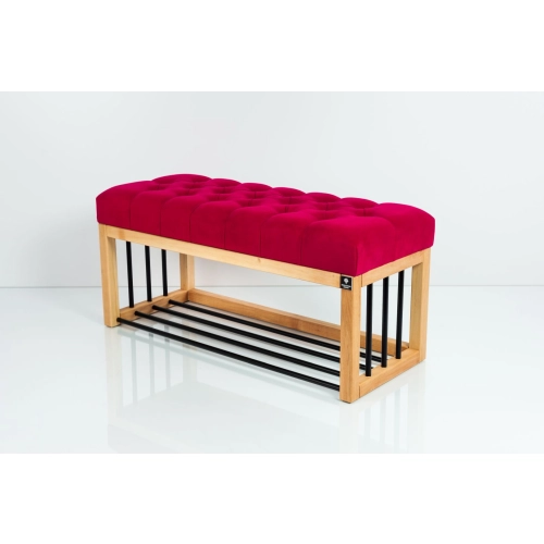 Ławka Pufa Pikowana Czerwony Guzik Tapicerowany LPP-86 Rozmiary od 50 cm do 200 cm