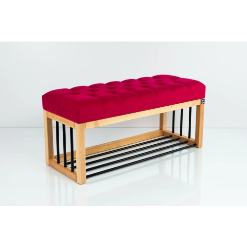 Ławka Pufa Pikowana Czerwony Guzik Tapicerowany LPP-86 Rozmiary od 50 cm do 200 cm