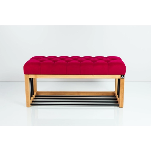 Ławka Pufa Pikowana Czerwony Guzik Tapicerowany LPP-86 Rozmiary od 50 cm do 200 cm