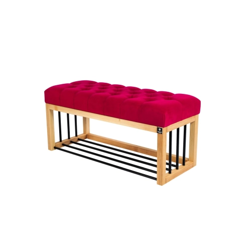Ławka Pufa Pikowana Czerwony Guzik Tapicerowany LPP-86 Rozmiary od 50 cm do 200 cm