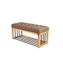 Ławka Pufa Pikowana Ekoskóra Brązowy Guzik Tapicerowany LPP-86 Rozmiary od 50 cm do 200 cm