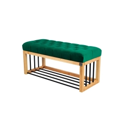 Ławka Pufa Pikowana Butelkowa Zieleń Guzik Tapicerowany LPP-86 Rozmiary od 50 cm do 200 cm