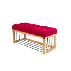 Ławka Pufa Pikowana Czerwony Guzik Tapicerowany LPP-87 Rozmiary od 50 cm do 200 cm