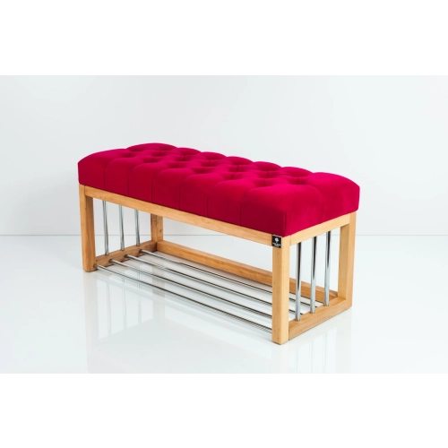 Ławka Pufa Pikowana Czerwony Guzik Tapicerowany LPP-87 Rozmiary od 50 cm do 200 cm