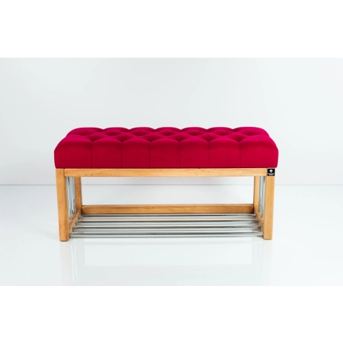 Ławka Pufa Pikowana Czerwony Guzik Tapicerowany LPP-87 Rozmiary od 50 cm do 200 cm