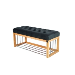 Ławka Pufa Pikowana Grafit Guzik Tapicerowany LPP-87 Rozmiary od 50 cm do 200 cm