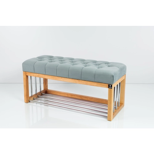 Ławka Pufa Pikowana Popiel Guzik Tapicerowany LPP-87 Rozmiary od 50 cm do 200 cm