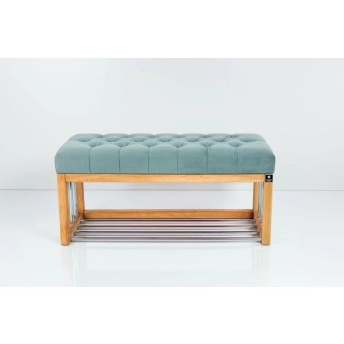 Ławka Pufa Pikowana Popiel Guzik Tapicerowany LPP-87 Rozmiary od 50 cm do 200 cm