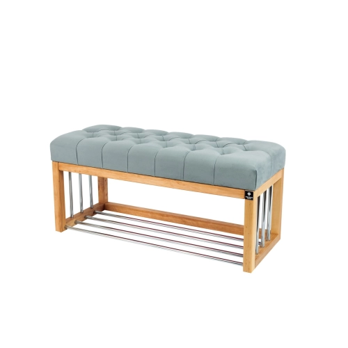 Ławka Pufa Pikowana Popiel Guzik Tapicerowany LPP-87 Rozmiary od 50 cm do 200 cm