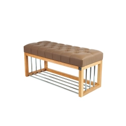 Ławka Pufa Pikowana Ekoskóra Brązowy Guzik Tapicerowany LPP-87 Rozmiary od 50 cm do 200 cm