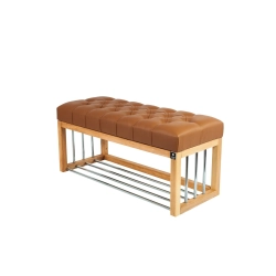 Ławka Pufa Pikowana Ekoskóra Brązowy Guzik Tapicerowany LPP-87 Rozmiary od 50 cm do 200 cm