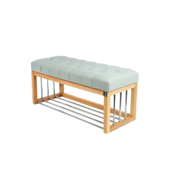 Ławka Pufa Pikowana Ekoskóra Popiel Guzik Tapicerowany LPP-87 Rozmiary od 50 cm do 200 cm